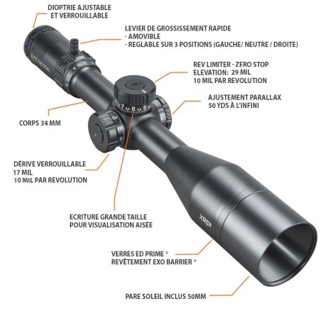 LUNETTE BUSHNEL ELITE TACTICAL XRSIII 6-36X56 RET.G4