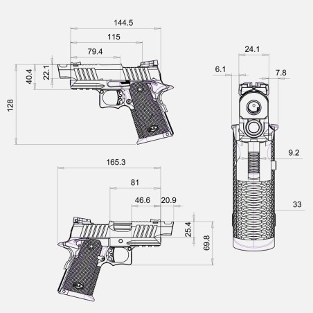 Pistolet BUL ARMORY SAS II Ultralight Comp. 3.25" Cal 9x19