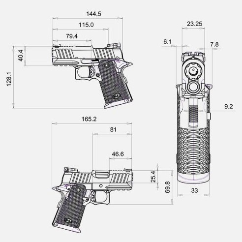 Pistolet BUL ARMORY SAS II Ultralight 3.25" Two...