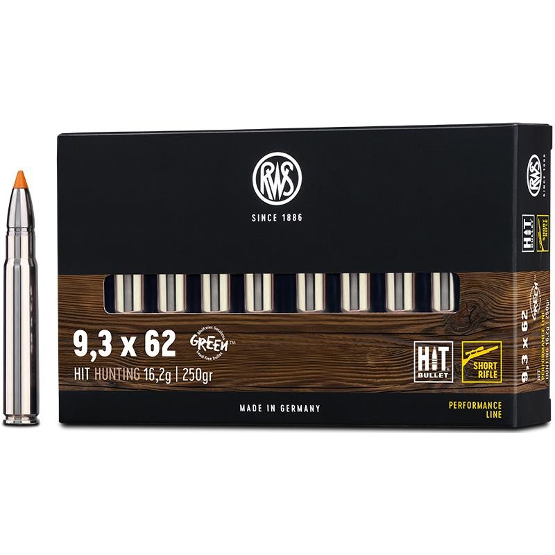 Munitions RWS 9.3x62 Hit Short Rifle 250gr x20