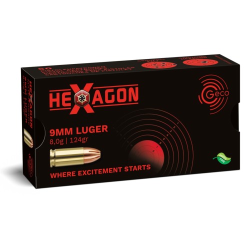Munition GECO 9x19 Hexagon 124gr x50