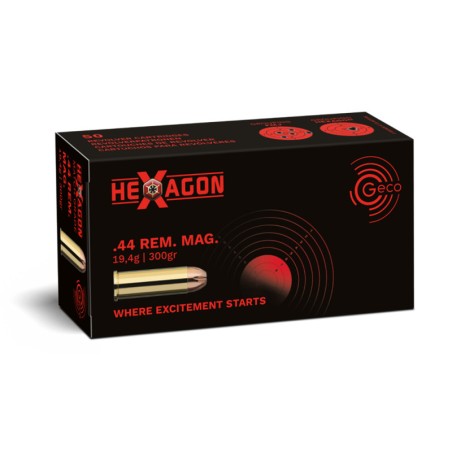 Munitions GECO .44 Mag Hexagon 300gr x50