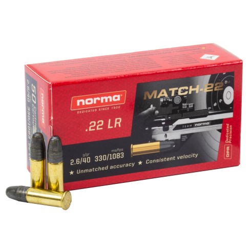 Munitions NORMA 22lr Match-22 40gr x50