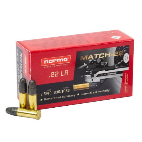 Munitions NORMA 22lr Match-22 40gr x50