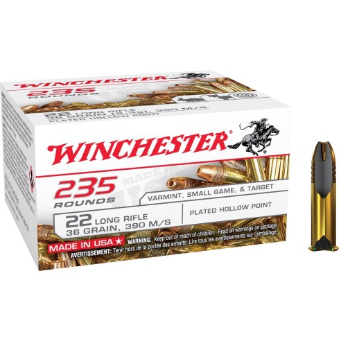 Munitions WINCHESTER 22lr Plated Hollow Point 36gr x235