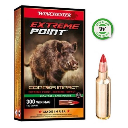 Munitions WINCHESTER 300 Win Mag Extreme Point Copper Impact (Lead Free) 180gr x20