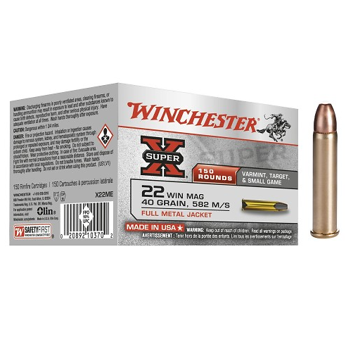 Munitions WINCHESTER 22Mag FMJ 40gr x150