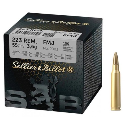 Munitions Sellier & Bellot 223 Rem FMJ 55gr x100