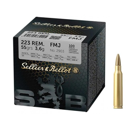 Munitions Sellier & Bellot 223 Rem FMJ 55gr x100