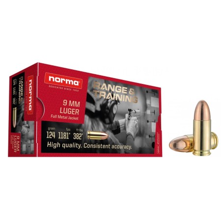 Munitions NORMA 9x19 FMJ 124gr x50