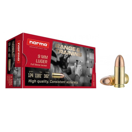 Munitions NORMA 9x19 FMJ 124gr x50