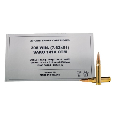 Munitions SAKO 308 OTM HPBT 168gr x20