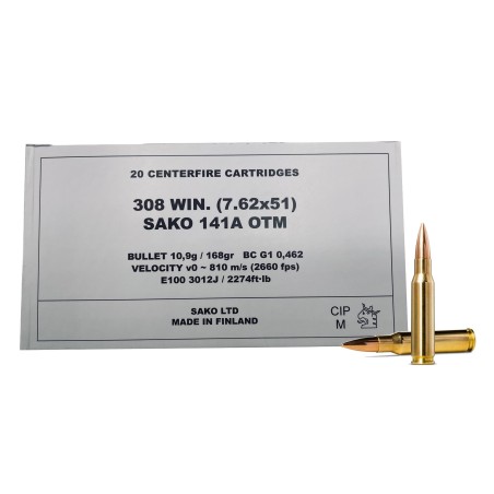 Munitions SAKO 308 OTM HPBT 168gr x20