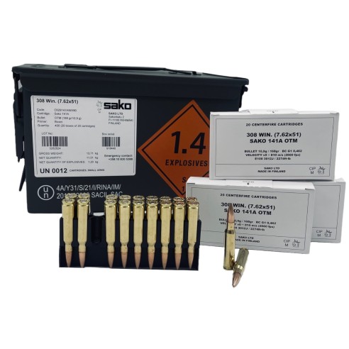 Munitions SAKO 308 OTM HPBT 168gr x20