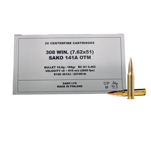 Munitions SAKO 308 OTM HPBT 168gr x20