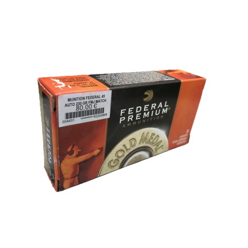 Munitions FEDERAL Premium 45 ACP FMJ Match 230gr x50