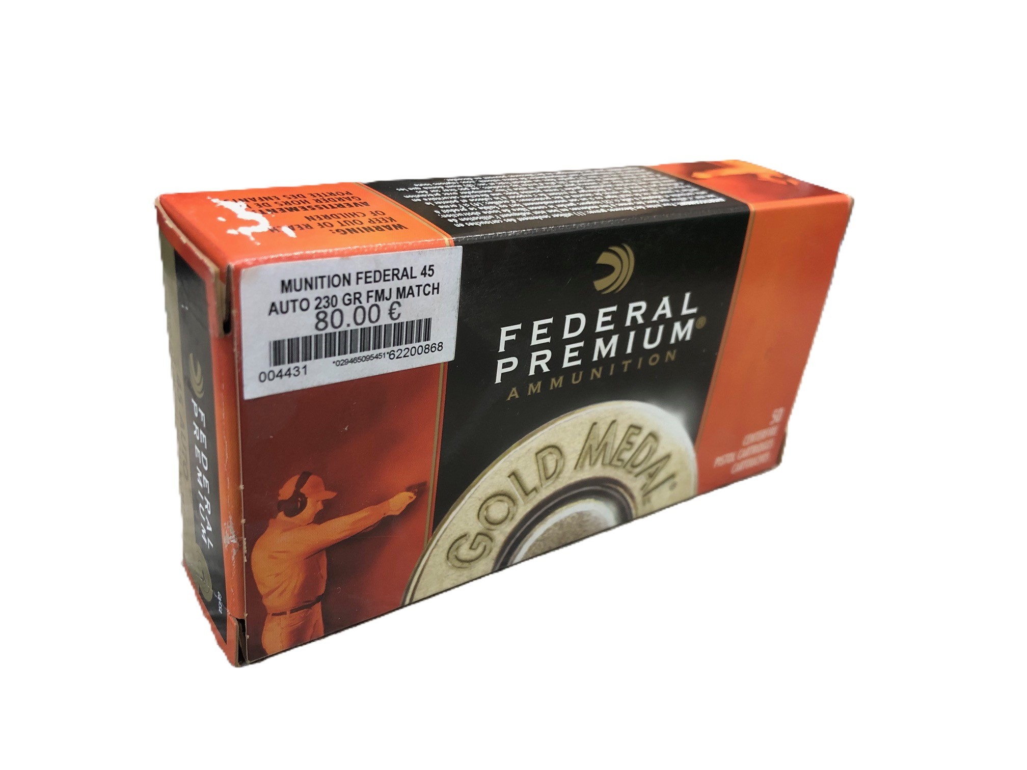 Munitions FEDERAL Premium 45 ACP FMJ Match 230gr x50