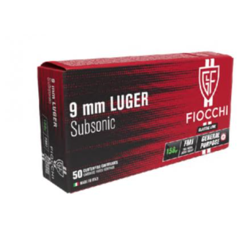 MUNITIONS FIOCCHI 9X19 FMJ SUBSONIC 158GR  X50