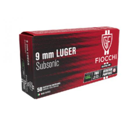 MUNITIONS FIOCCHI 9X19 FMJ SUBSONIC 158GR  X50