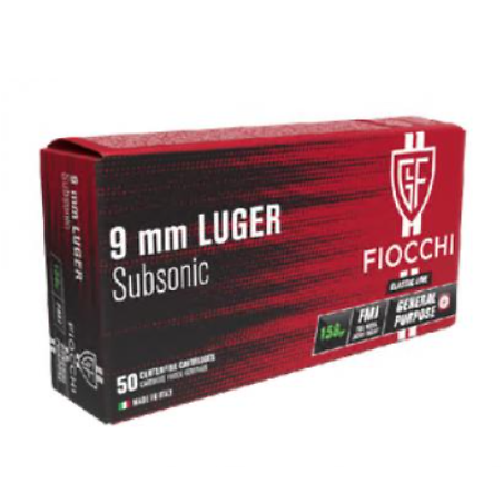 MUNITIONS FIOCCHI 9X19 FMJ SUBSONIC 158GR  X50