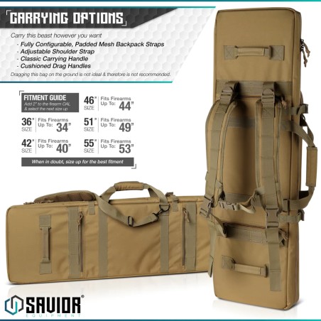 Housse SAVIOR Double carabines Urban Warfare Rifle TAN 116cm (46")