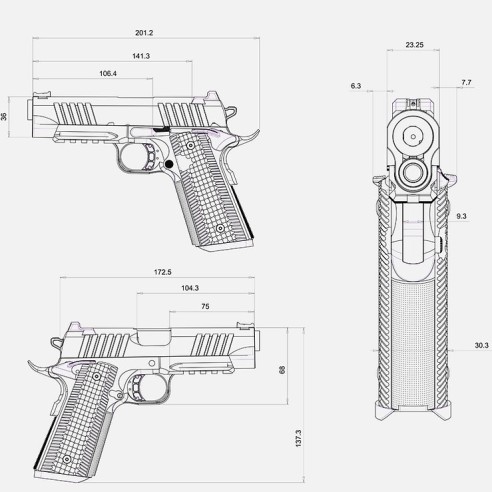 Pistolet BUL ARMORY 1911 EDC 4.25" Black Cal 9x19