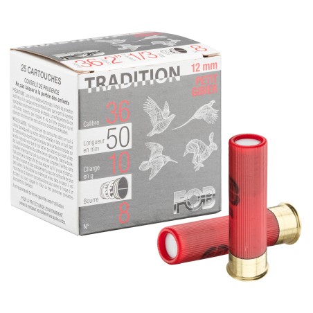 Cartouches FOB Tradition 12mm (36/50) n°9 x25