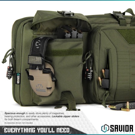 Housse SAVIOR Double carabines Urban Warfare Rifle OD Green 90cm (36")