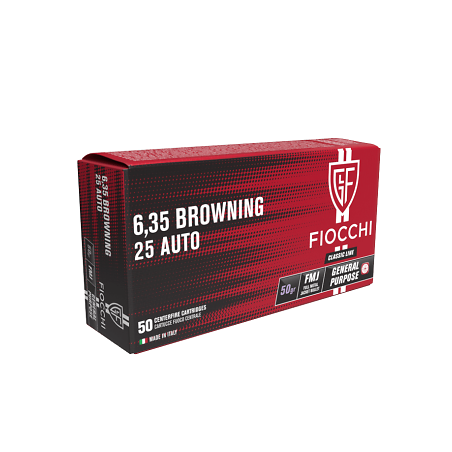 Munitions FIOCCHI 6.35 Browning (.25 ACP) FMJ 50gr x50