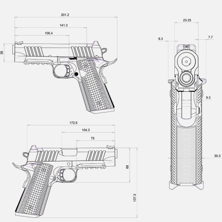 Pistolet BUL ARMORY 1911 EDC 4.25" Inox Cal.45ACP
