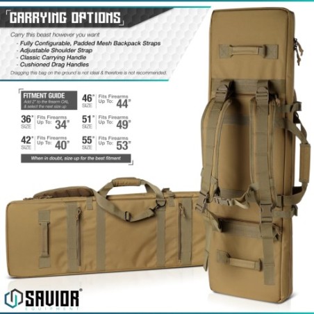 Housse SAVIOR Double carabines Urban Warfare Rifle TAN 139cm (55")