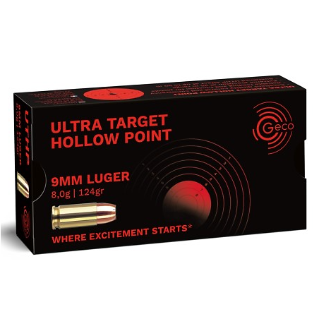 Munitions GECO 9x19 Ultra Target Hollow Point 124gr x50