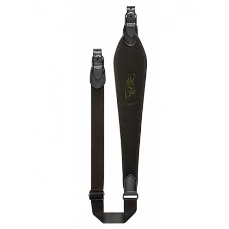 Bretelle RISERVA en Cordura noir brodé chamois
