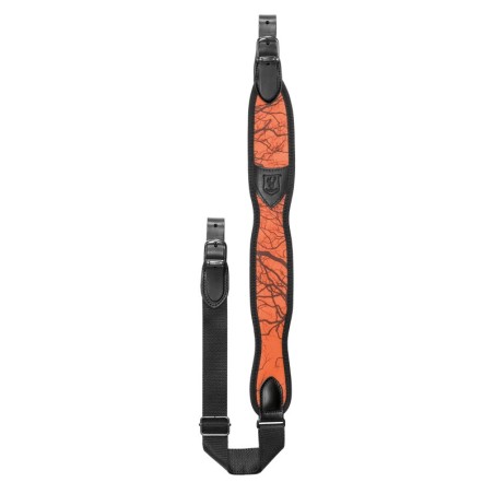Bretelle RISERVA en cuir et néoprène Orange/noire