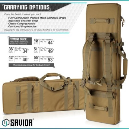 Housse SAVIOR Double carabines Urban Warfare Rifle TAN 90cm (36")