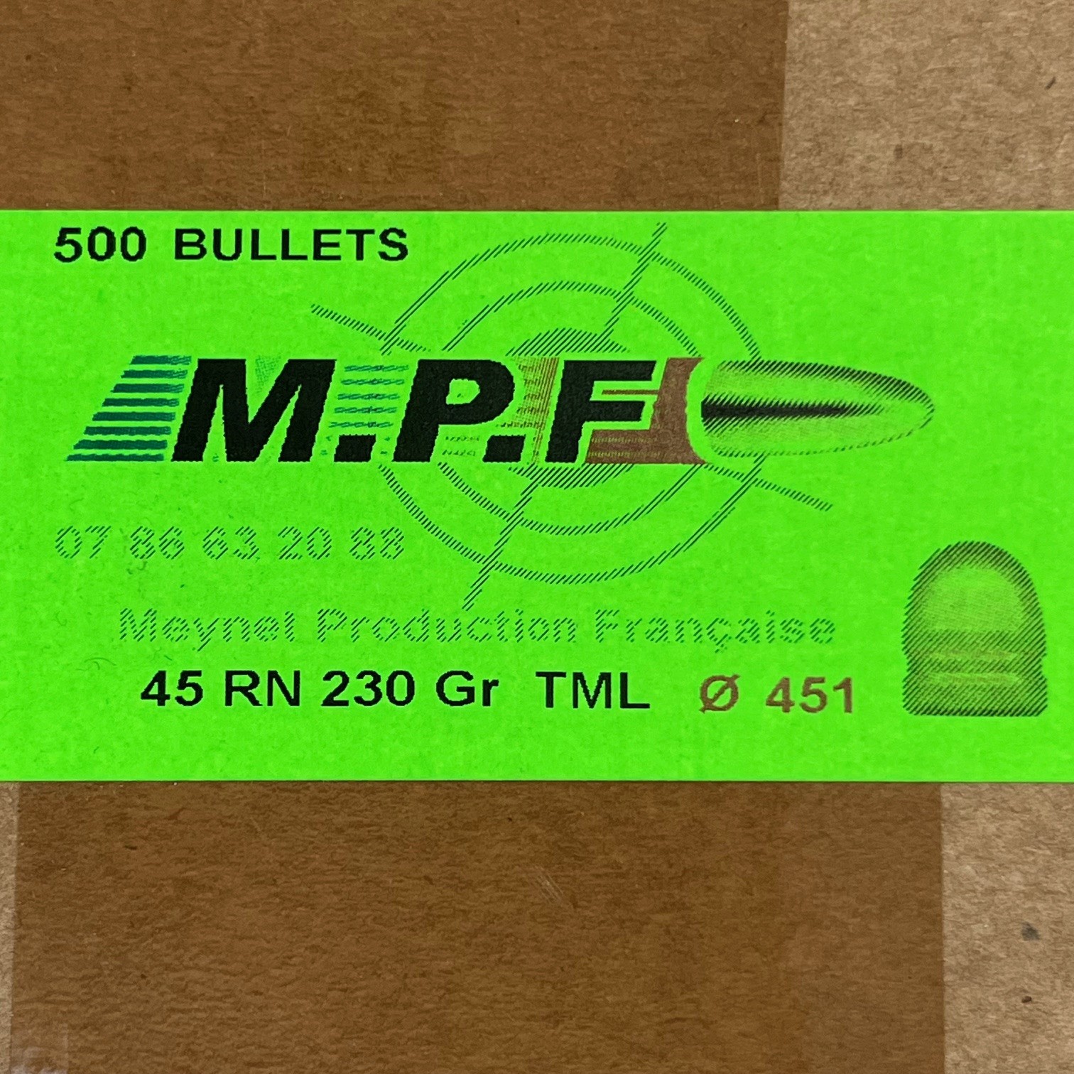 Ogives MPF 45 RN Ø.451 230gr TML x500