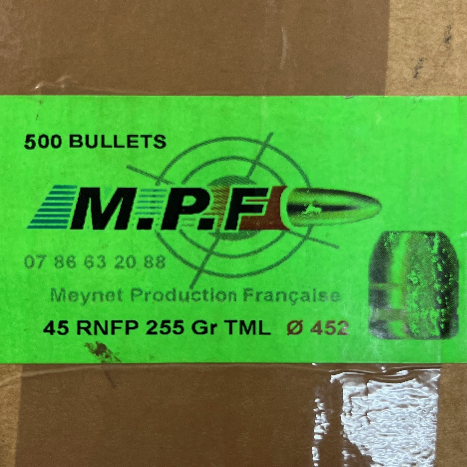 Ogives MPF 45 RNFP Ø.452 255gr TML x500