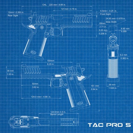 Pistolet BUL ARMORY SAS II TAC PRO G2 Black 5" Cal 9x19