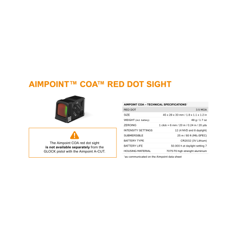 Pistolet GLOCK 43X FS A-CUT Combo AIMPOINT COA