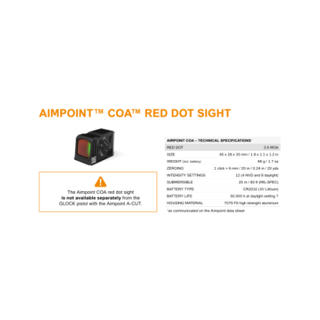 Pistolet GLOCK 43X FS A-CUT Combo AIMPOINT COA