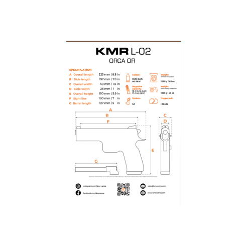 PISTOLET KMR L-02 ORCA OR SA 5" 9X19
