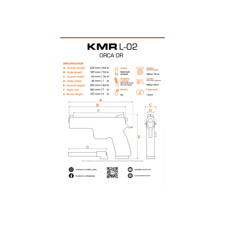 PISTOLET KMR L-02 ORCA OR SA 5" 9X19