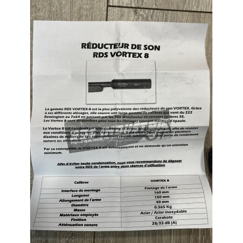 Silencieux RDS INDUSTRIE Vortex 8 M26x1.5 LH...