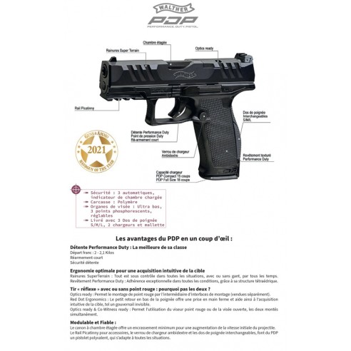 PISTOLET WALTHER PDP PRO SD COMPACT OR 4.6"...