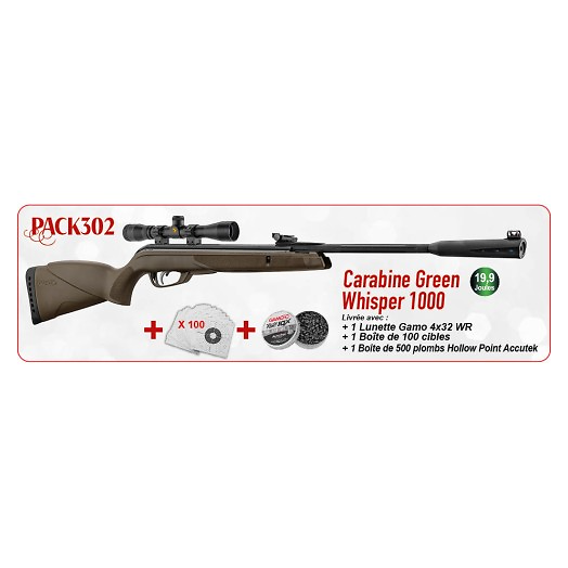 Pack Noël 2025 GAMO Carabine Green Whisper 1000 19.9j +...