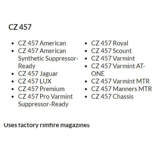 Châssis ORYX Sportsman Noir pour carabine CZ 457