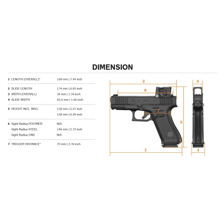 Pistolet GLOCK 45 Hunter FS A-CUT Combo Aimpoint COA Fileté 13.5x100LH